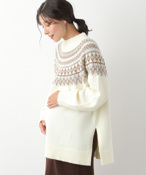 LEPSIM（レプシィム）の「マタニティ／ノルディックガラプルオーバー　168271（マタニティウェア/グッズ・レディース・ネイビー/キャメル/オフホワイト・FREE）」の2枚目の写真