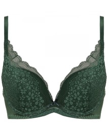 AMOSTYLE BY Triumph（アモスタイルバイトリンプ）の「【ラクしてボリュームアップ】デイジーレース 夢みるブラDeep V ブラ＆ショーツセット【B,C,Dカップ】AMST1150 WHU2 + Hikini（ショーツ）」