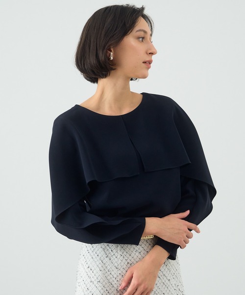 ANAYI（アナイ）の「ストレッチクロスケープ ブラウス（シャツ/ブラウス・レディース・ブルー/ベージュ/ネイビー・38）」の10枚目の写真