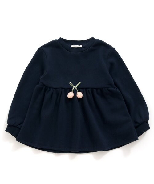 Seraph（セラフ）の「ペプラムさくらんぼトレーナー（スウェット・キッズ・キナリ/ラベンダー/ネイビー・100/110/120/130/90/95/140/80）」の3枚目の写真