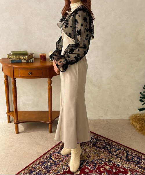 apres jour clair（アプレジュールクレア）の「【apres jour clair】【SETUP可能】マーメイドキャミワンピース【ZOZOTOWN限定アイテム】（ワンピース・レディース・ベージュ/ブラウン系その他/ブラック・X-LARGE/フリー）」の4枚目の写真