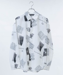 Naive magic | 【a】ナチュラルストレッチポリエステル バルーンスリーブ サイドスリット 長袖総柄シャツ(シャツ/ブラウス)