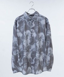 Naive magic（ナイーブマジック）の「【a】ナチュラルストレッチ バルーンスリーブ サイドスリット 長袖総柄シャツ（シャツ/ブラウス）」