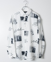 Naive magic | 【a】ナチュラルストレッチ バルーンスリーブ サイドスリット 長袖総柄シャツ(シャツ/ブラウス)