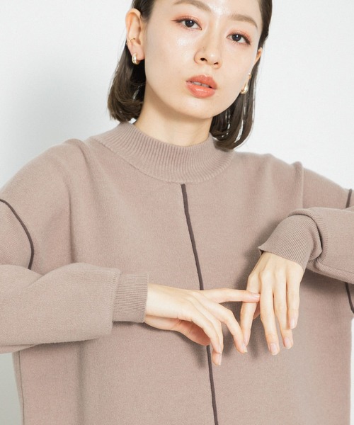 URBAN RESEARCH Sonny Label(アーバンリサーチサニーレーベル)の「カラーシームモックネックニットワンピース(ワンピース・レディース・ブラック/グレー/ベージュ系その他・FREE)」の4枚目の写真