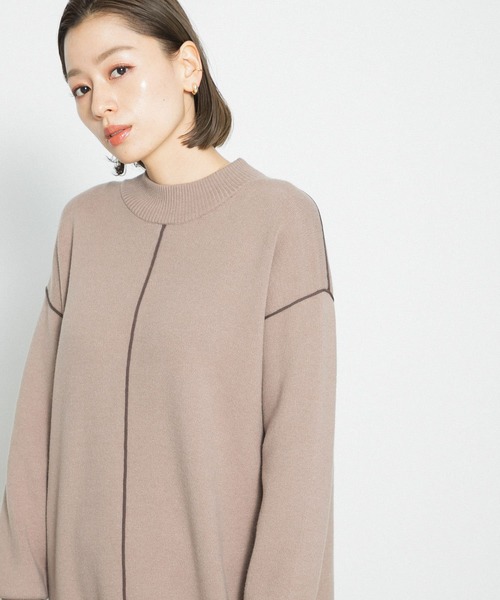URBAN RESEARCH Sonny Label(アーバンリサーチサニーレーベル)の「カラーシームモックネックニットワンピース(ワンピース・レディース・ブラック/グレー/ベージュ系その他・FREE)」の5枚目の写真