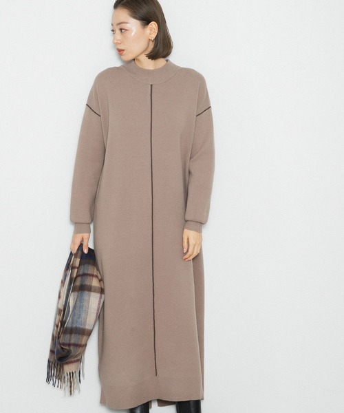 URBAN RESEARCH Sonny Label(アーバンリサーチサニーレーベル)の「カラーシームモックネックニットワンピース(ワンピース・レディース・ブラック/グレー/ベージュ系その他・FREE)」の6枚目の写真