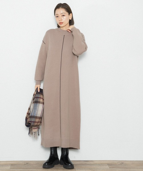URBAN RESEARCH Sonny Label(アーバンリサーチサニーレーベル)の「カラーシームモックネックニットワンピース(ワンピース・レディース・ブラック/グレー/ベージュ系その他・FREE)」の10枚目の写真