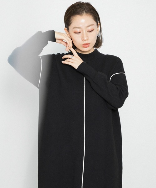 URBAN RESEARCH Sonny Label(アーバンリサーチサニーレーベル)の「カラーシームモックネックニットワンピース(ワンピース・レディース・ブラック/グレー/ベージュ系その他・FREE)」の14枚目の写真