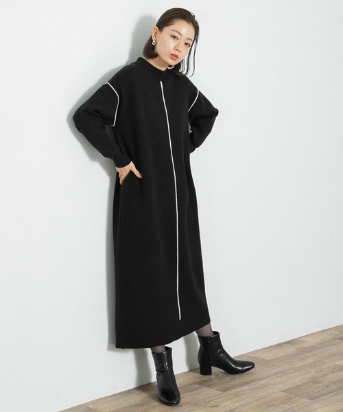 URBAN RESEARCH Sonny Label(アーバンリサーチサニーレーベル)の「カラーシームモックネックニットワンピース(ワンピース・レディース・ブラック/グレー/ベージュ系その他・FREE)」の20枚目の写真