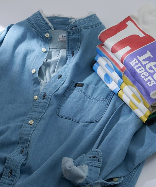 Lee(リー)の「【Lee/リー】別注デニムフリンジバンドカラーシャツ(シャツ/ブラウス・メンズ・ネイビー/サックスブルー・M/L)」の2枚目の写真