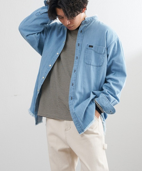 Lee(リー)の「【Lee/リー】別注デニムフリンジバンドカラーシャツ(シャツ/ブラウス・メンズ・ネイビー/サックスブルー・M/L)」の11枚目の写真