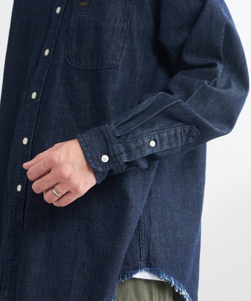 Lee(リー)の「【Lee/リー】別注デニムフリンジバンドカラーシャツ(シャツ/ブラウス・メンズ・ネイビー/サックスブルー・M/L)」の10枚目の写真