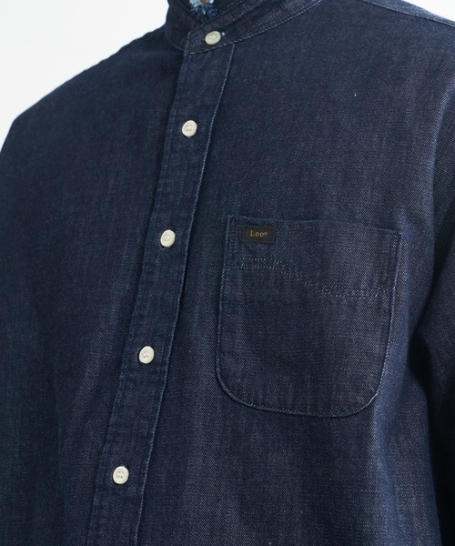 Lee(リー)の「【Lee/リー】別注デニムフリンジバンドカラーシャツ(シャツ/ブラウス・メンズ・ネイビー/サックスブルー・M/L)」の18枚目の写真