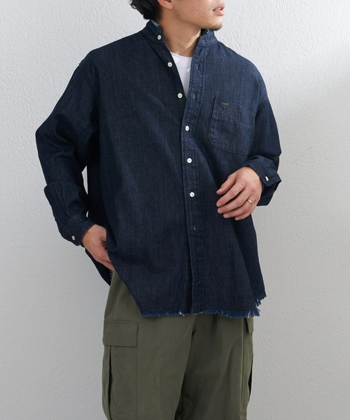 Lee(リー)の「【Lee/リー】別注デニムフリンジバンドカラーシャツ(シャツ/ブラウス・メンズ・ネイビー/サックスブルー・M/L)」の13枚目の写真