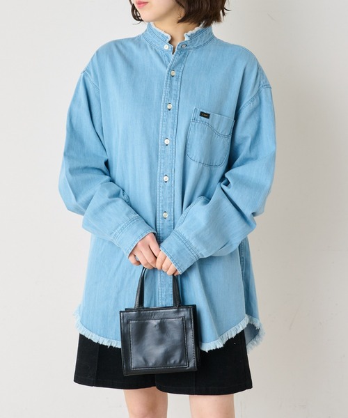 Lee(リー)の「【Lee/リー】別注デニムフリンジバンドカラーシャツ(シャツ/ブラウス・メンズ・ネイビー/サックスブルー・M/L)」の6枚目の写真