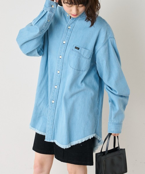 Lee(リー)の「【Lee/リー】別注デニムフリンジバンドカラーシャツ(シャツ/ブラウス・メンズ・ネイビー/サックスブルー・M/L)」の14枚目の写真