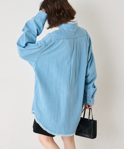 Lee(リー)の「【Lee/リー】別注デニムフリンジバンドカラーシャツ(シャツ/ブラウス・メンズ・ネイビー/サックスブルー・M/L)」の22枚目の写真