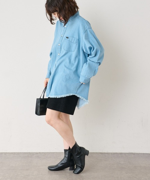 Lee(リー)の「【Lee/リー】別注デニムフリンジバンドカラーシャツ(シャツ/ブラウス・メンズ・ネイビー/サックスブルー・M/L)」の7枚目の写真