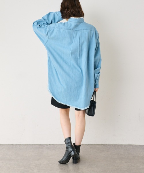 Lee(リー)の「【Lee/リー】別注デニムフリンジバンドカラーシャツ(シャツ/ブラウス・メンズ・ネイビー/サックスブルー・M/L)」の15枚目の写真