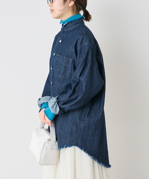 Lee(リー)の「【Lee/リー】別注デニムフリンジバンドカラーシャツ(シャツ/ブラウス・メンズ・ネイビー/サックスブルー・M/L)」の8枚目の写真