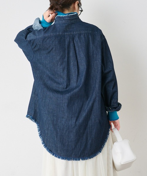 Lee(リー)の「【Lee/リー】別注デニムフリンジバンドカラーシャツ(シャツ/ブラウス・メンズ・ネイビー/サックスブルー・M/L)」の16枚目の写真