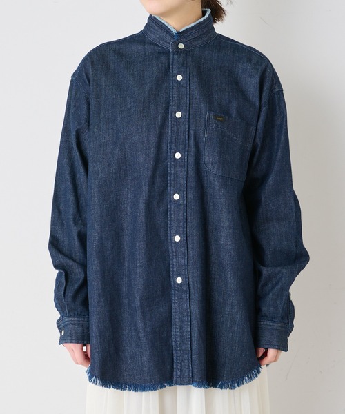 Lee(リー)の「【Lee/リー】別注デニムフリンジバンドカラーシャツ(シャツ/ブラウス・メンズ・ネイビー/サックスブルー・M/L)」の9枚目の写真
