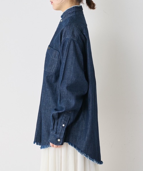 Lee(リー)の「【Lee/リー】別注デニムフリンジバンドカラーシャツ(シャツ/ブラウス・メンズ・ネイビー/サックスブルー・M/L)」の17枚目の写真