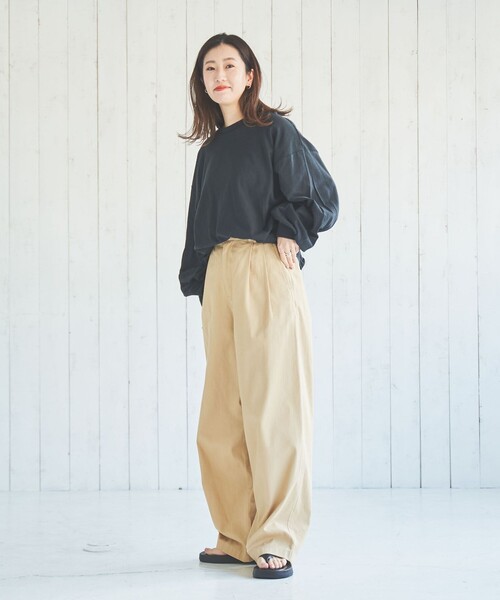 coen（コーエン）の「シアーボーダーロングスリーブTシャツ（Tシャツ/カットソー・レディース・オフホワイト/ブラック・M/L）」の6枚目の写真