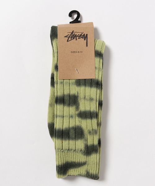 STUSSY(ステューシー)の「STUSSY/ステューシー Dyed Stripe Ribbed Crew Socks 靴下(ソックス/靴下・メンズ・ラベンダー/グリーン・FREE)」の1枚目の写真