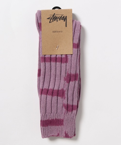 STUSSY(ステューシー)の「STUSSY/ステューシー Dyed Stripe Ribbed Crew Socks 靴下(ソックス/靴下・メンズ・ラベンダー/グリーン・FREE)」の5枚目の写真