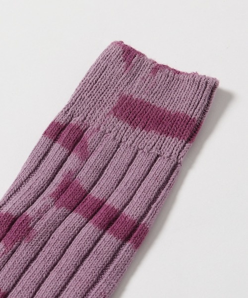STUSSY(ステューシー)の「STUSSY/ステューシー Dyed Stripe Ribbed Crew Socks 靴下(ソックス/靴下・メンズ・ラベンダー/グリーン・FREE)」の4枚目の写真