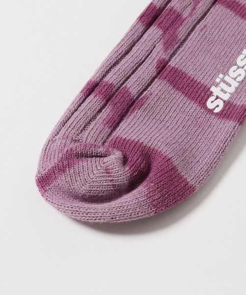 STUSSY(ステューシー)の「STUSSY/ステューシー Dyed Stripe Ribbed Crew Socks 靴下(ソックス/靴下・メンズ・ラベンダー/グリーン・FREE)」の3枚目の写真
