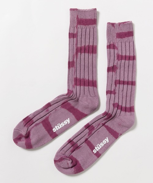 STUSSY(ステューシー)の「STUSSY/ステューシー Dyed Stripe Ribbed Crew Socks 靴下(ソックス/靴下・メンズ・ラベンダー/グリーン・FREE)」の9枚目の写真