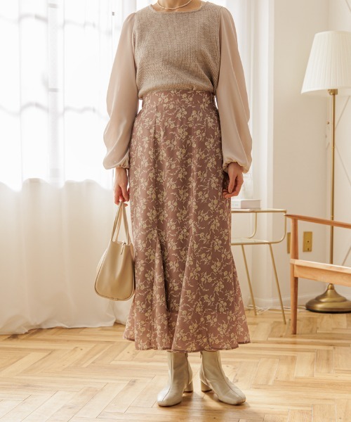 flower（フラワー）の「ラブドフラワースカート（スカート・レディース・アイボリー/ブラウン・FREE）」の2枚目の写真