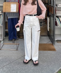 サイドカットハイウエストデニム