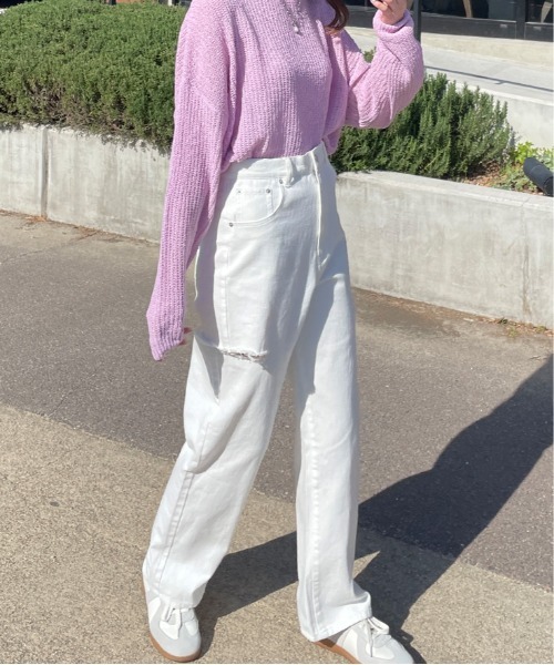 LE MORE(リモア)の「サイドカットハイウエストデニム(デニムパンツ・レディース・ブラック/ライトブルー/ホワイト・S/M)」の12枚目の写真