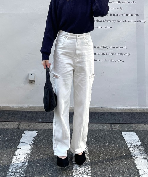 LE MORE(リモア)の「サイドカットハイウエストデニム(デニムパンツ・レディース・ブラック/ライトブルー/ホワイト・S/M)」の13枚目の写真