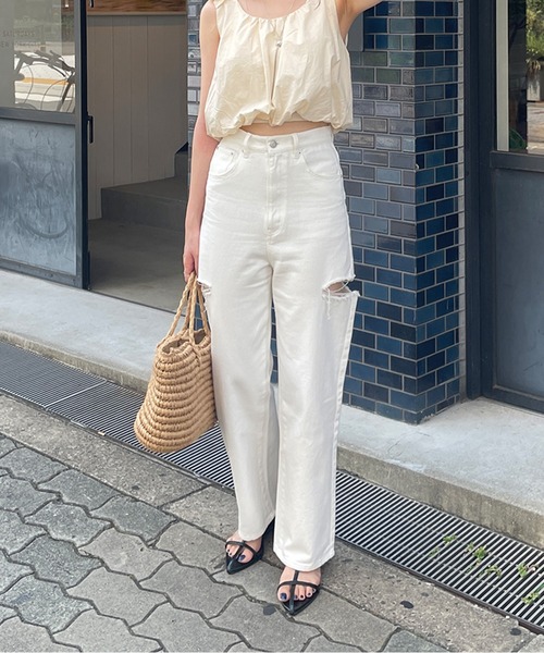 LE MORE(リモア)の「サイドカットハイウエストデニム(デニムパンツ・レディース・ブラック/ライトブルー/ホワイト・S/M)」の18枚目の写真