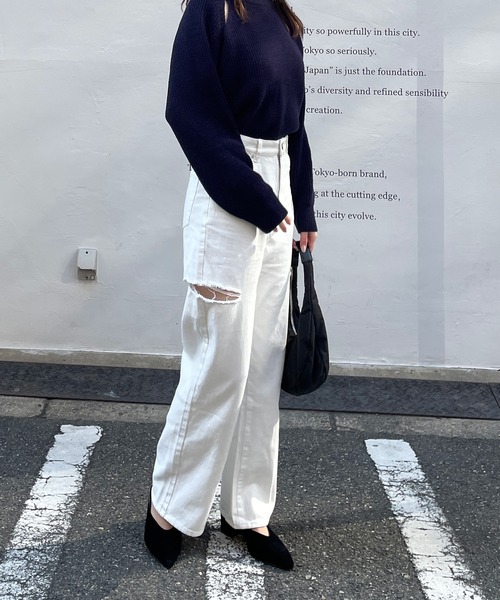 moripon モリポン サイドカットアウトデニム ブルー Mサイズ 完売商品 Side cut out denim / blue（10月中旬頃発送予定） | moripon.