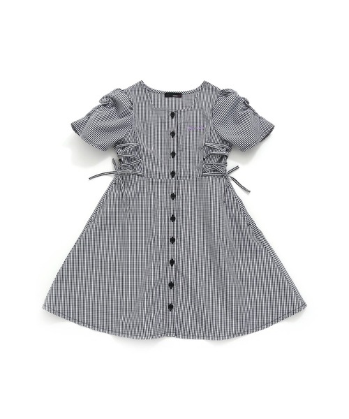 JENNI love（ジェニィラブ）の「ギンガムチェックレースアップワンピ（ワンピース・キッズ・ブラック/サックスブルー/レッド・140cm/160cm/130cm/150cm）」の7枚目の写真
