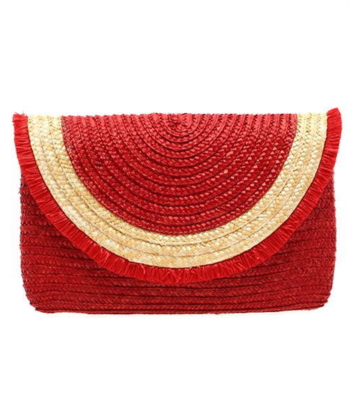 LE TALON(ルタロン)の「◇BERTINI ラフィア カブセ クラッチ(クラッチバッグ・レディース・チャコールグレー/ネイビー/レッド・FREE)」の1枚目の写真