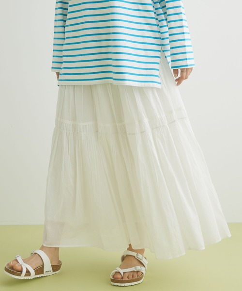 CRAFT STANDARD BOUTIQUE（クラフトスタンダードブティック）の「インドコットン　ティアードスカート（スカート・レディース・グリーン/イエロー/オフホワイト/ブラック/ブルー系その他4・M/L）」の2枚目の写真