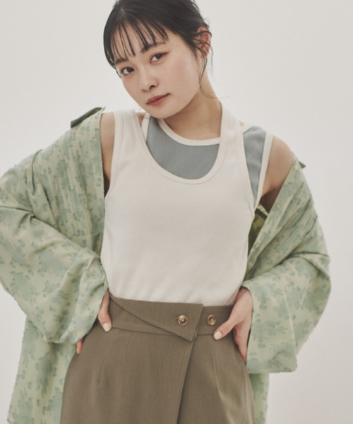 asymmetry bicolor tank top/アシンメトリー配色タンクトップ