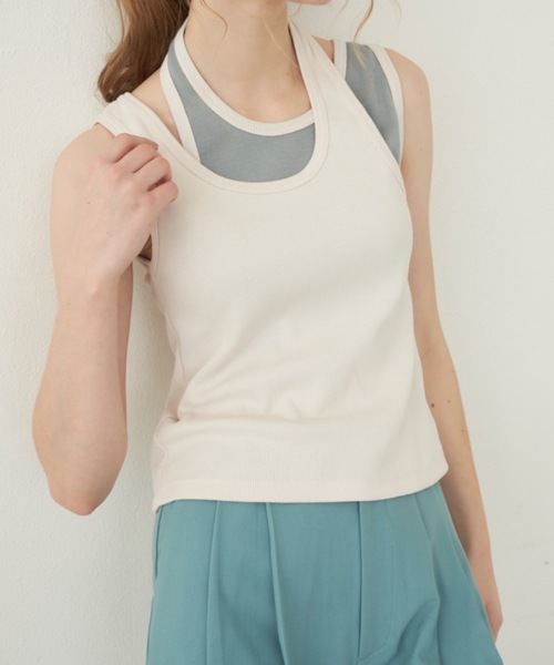 idem（イデム）の「asymmetry bicolor tank top/アシンメトリー配色 