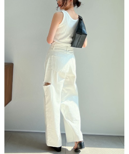 Re:EDIT（リエディ）の「[神山まりあさん着用]クルーネックリブタンクトップ（タンクトップ・レディース・ブラック/ベージュ/オフホワイト/モカ・LARGE/MEDIUM）」の19枚目の写真