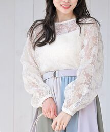 オーガンジー刺繍カーディガン