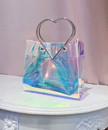 ハートハンドルPVCスクエアミニバッグ