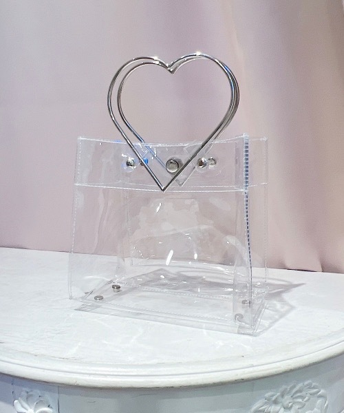 lilLilly(リルリリー)の「ハートハンドルPVCスクエアミニバッグ(ハンドバッグ・レディース・マルチ/クリア/ピンク・FREE)」の3枚目の写真