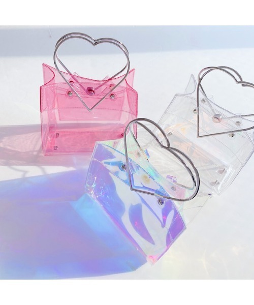 lilLilly(リルリリー)の「ハートハンドルPVCスクエアミニバッグ(ハンドバッグ・レディース・マルチ/クリア/ピンク・FREE)」の19枚目の写真